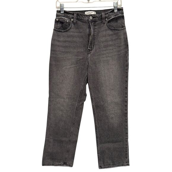 Abercrombie & Fitch Black The Ankle Straight Ultra High Rise Jeans Size 28/6 - Picture 1 of 11